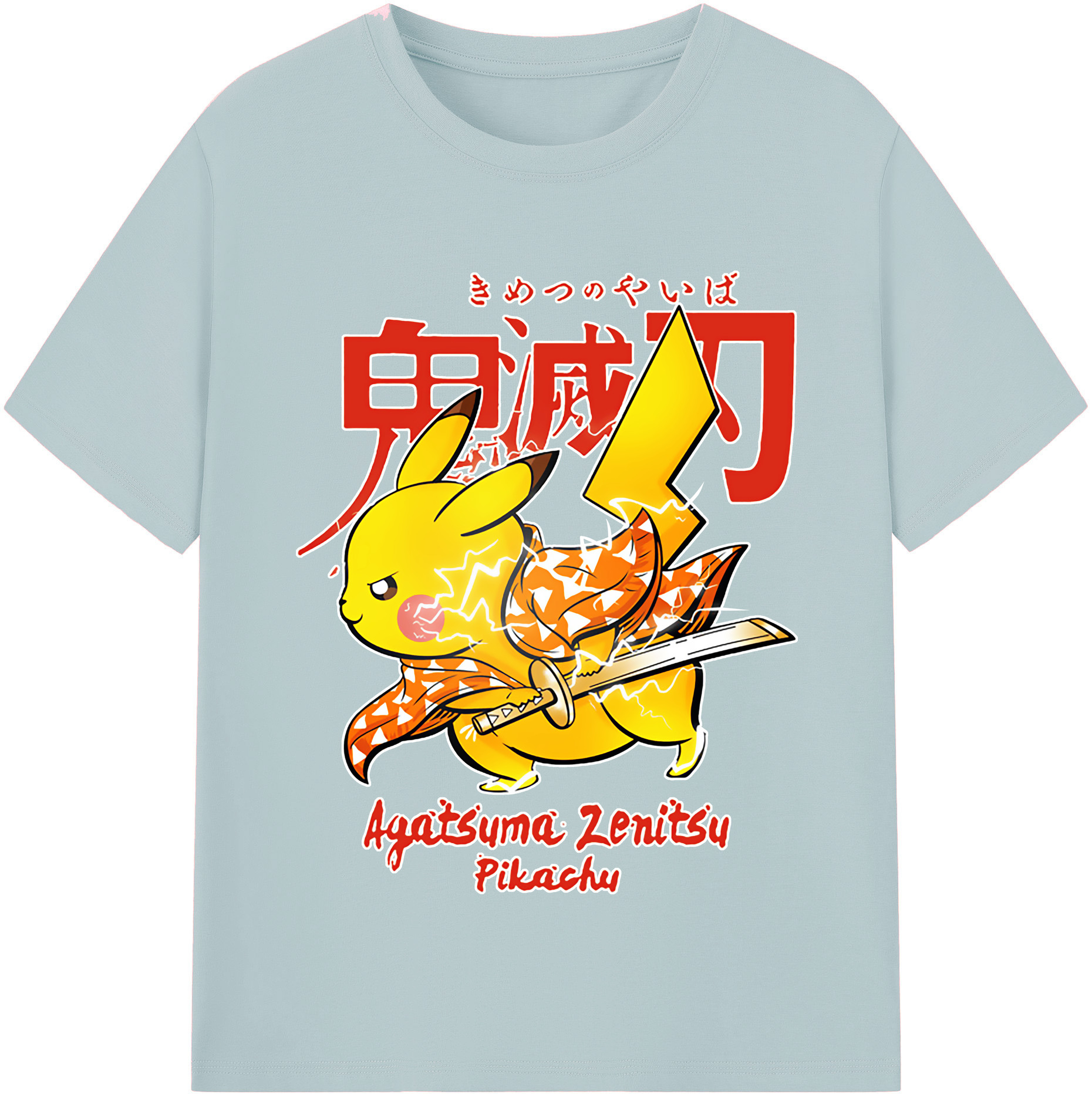 （画像用） 鬼滅の刃（きめつのやいば）我妻 善逸／あがつま ぜんいつ Agatsuma Zenitsu 綿100％半袖Tシャツ（フロントプリント）